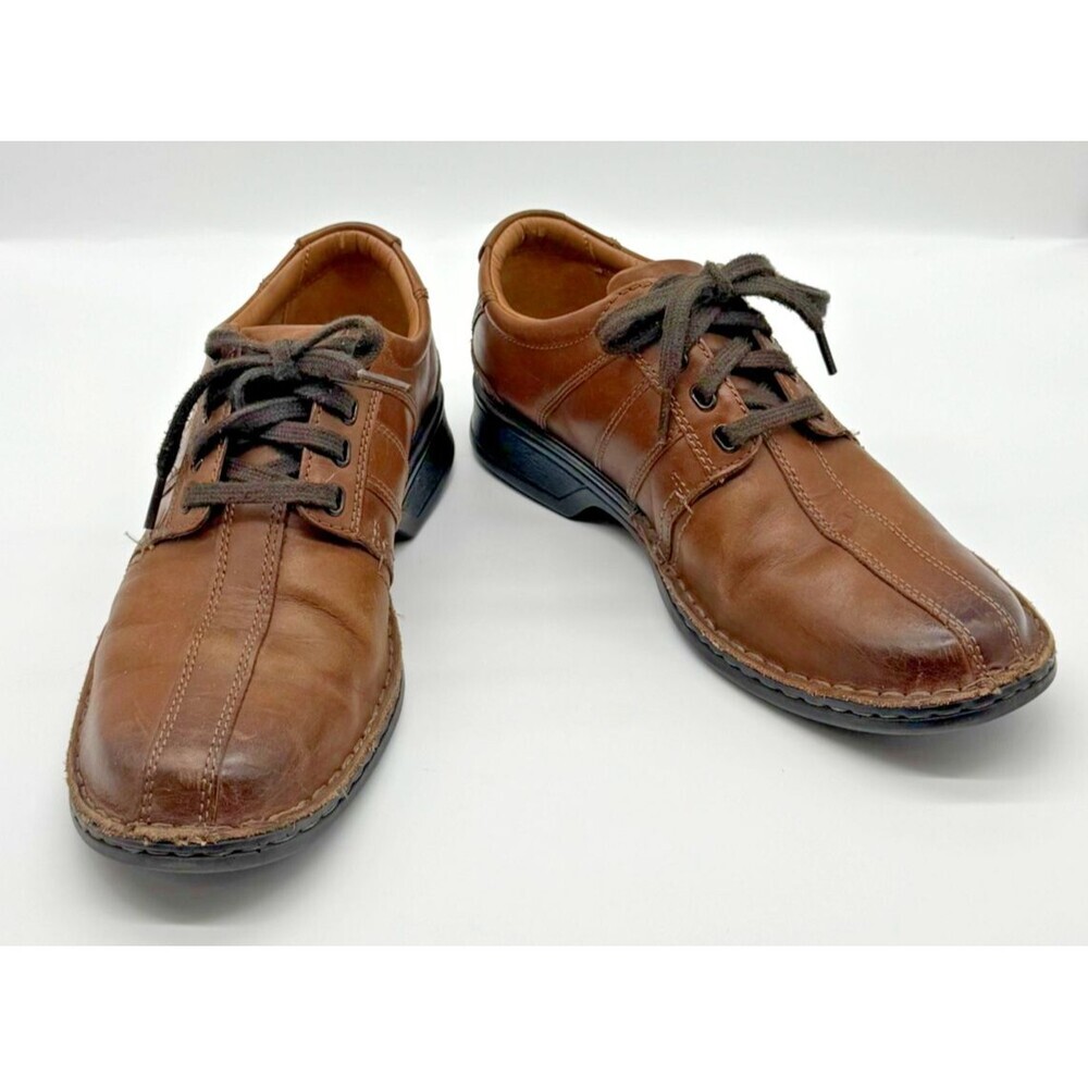 Clarks Collection Mens Size 8 M Brown Leather Soft Cushion Derby Casual Shoes